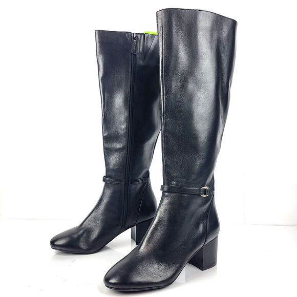 Cole Haan Grandseries Black Dana Block Heel Boot  Black Leather - Picture 1 of 16